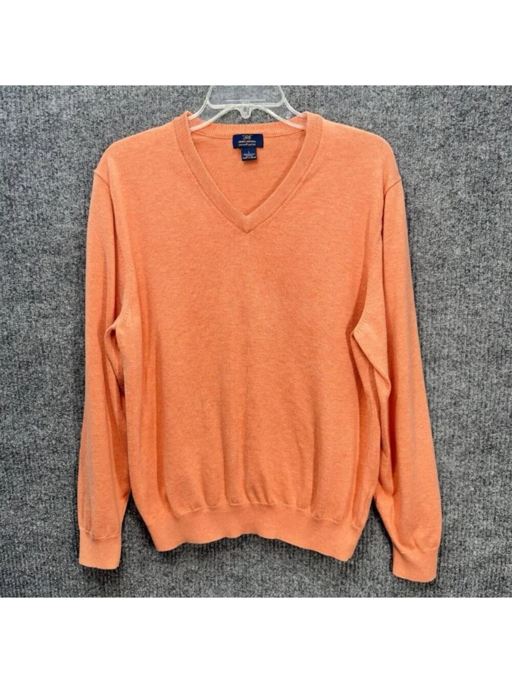 Brooks Brothers 346 Sweater Mens Large Orange Peach 100% Supima Cotton V-Neck